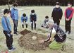 卒業記念で小学生も参加　池野山公園にクマノザクラ植樹