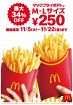 マクドナルド“長ーーーくおトクが続く”18日間　「マックフライポテトM・Lサイズ」特別価格250円で提供