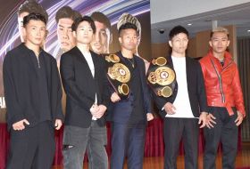 『Prime Video Boxing 10』会見に出席した（左から）岩田翔吉、寺地拳四朗、中谷潤人、井上拓真、ユーリ阿久井政情、堤聖也 （C）ORICON NewS inc.