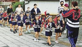 年長児が「火の用心」／田辺の立正幼稚園／防火啓発パレード