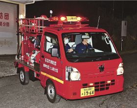 車両で防火夜回り／消防団員が自主活動／龍神村宮代地区