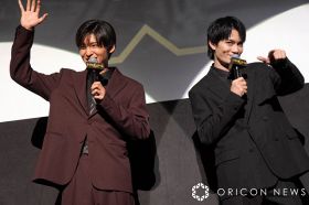 劇場版『トリリオンゲーム』上映後に登壇した（左から）目黒蓮、佐野勇斗（C）ORICON NewS inc.