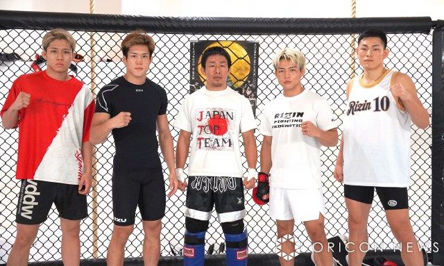 『RIZIN LANDMARK 10 in NAGOYA』公開練習に出席した（左から）秋元強真、白川陸斗、昇侍、ヒロヤ、倉本大悟（C）ORICON NewS inc.