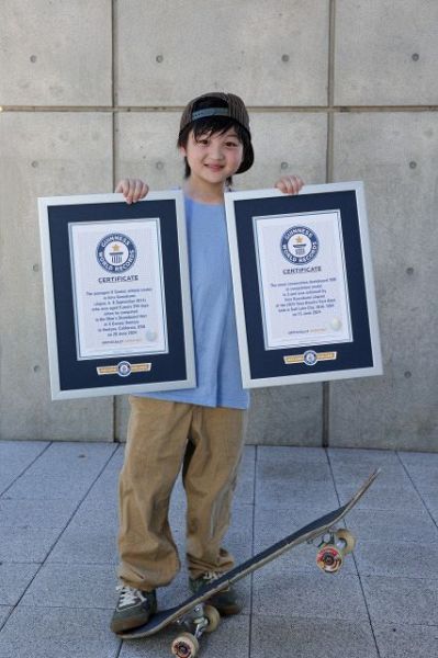 小学4年生の天才スケーター・河上恵蒔　提供：ギネスワールドレコーズ